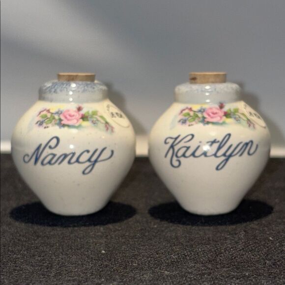 Floral Cream Ceramic Jars - Picture 1 of 8
